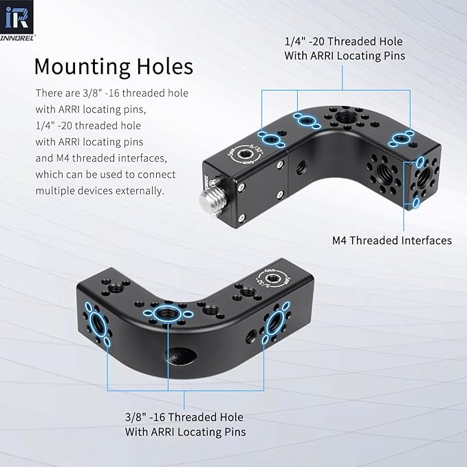 INNOREL CB2L ARRI Positioning Top Handle Extension Universal CNC Multi-Function Cheese Handle 90° Right Angle Fixture Handle 3/8" Screw Fixed for Camera Rabbit Cage Video Equipment Gimbal Stabilizer