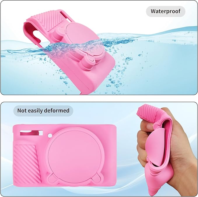 SX740 Camera Case, SX740 Camera Cover Silicone Sleeve Protective Case with Removable Lens Cover, Anti-Scratch Soft Camera Body Skin for Canon PowerShot SX740/SX730 HS Camera,Pink