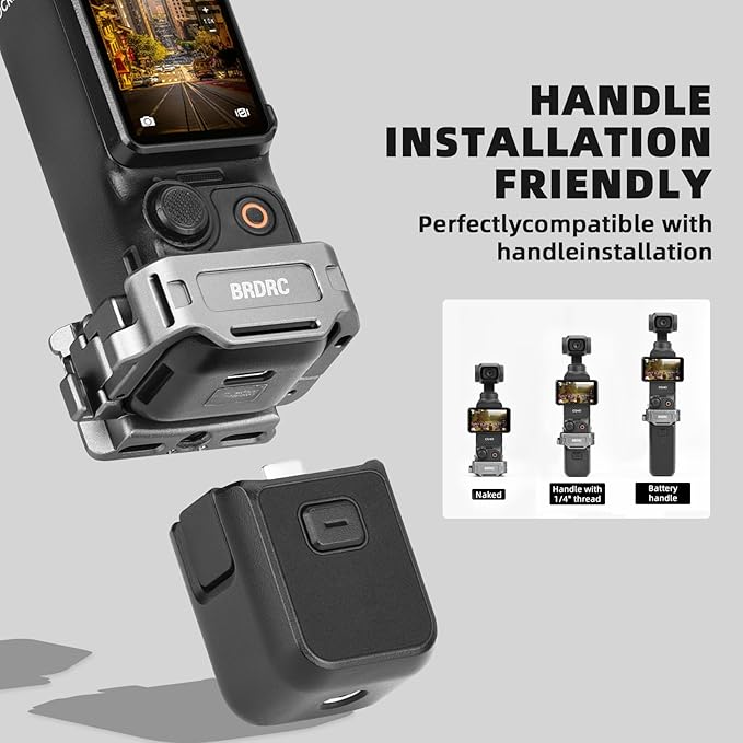 BRDRC Pocket 3 Cage Expansion Adapter, Aluminum Alloy Mount Metal Bracket Attachments with 1/4 Screw Holes, for GoPro Adapter, Cold Shoe, for Osmo Action Quick-Release for Creator Combo Accessories