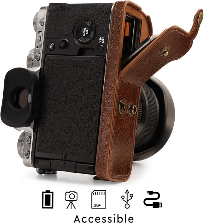 MegaGear MG1922 Ever Ready Genuine Leather Camera Case Compatible With Fujifilm X-T4 (Xf16-80MM) - Brown