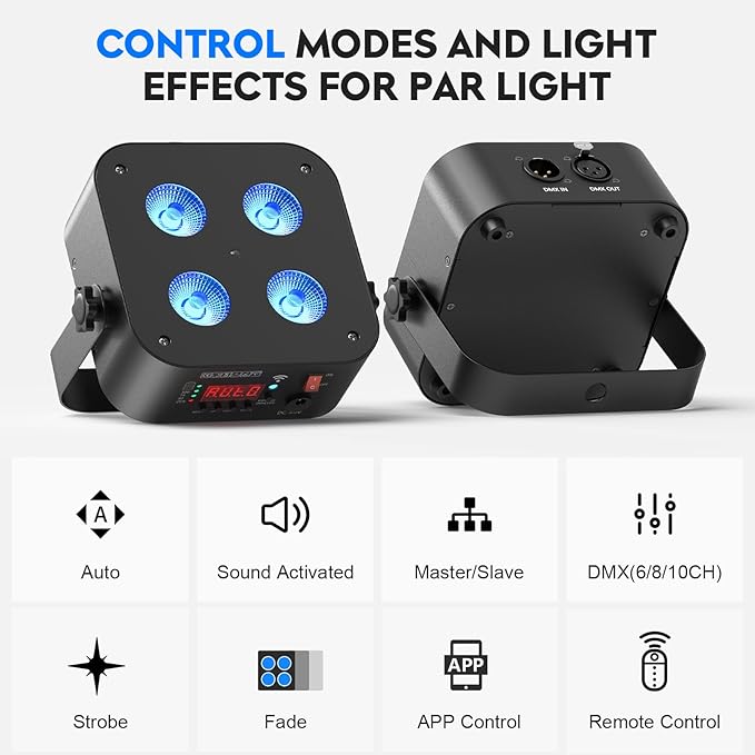 Mini Rechargeable Par Lights, 4 * 18W RGBWA UV 6 in 1 Battery Powered Upights, APP & Wireless DMX Control Stage Lights, Uplighting for Festival Party Wedding Event - 12 Pack