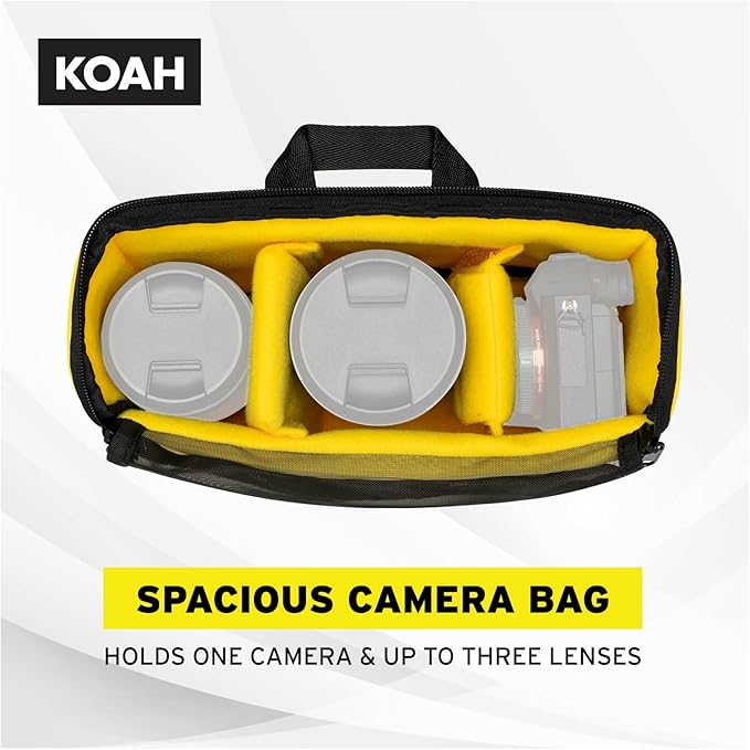 Koah Fulton Precision Shoulder Messenger Camera Bag for Professional Photographers, Large Camera Bag with Laptop/Tablet Compartment, DSLR Camera Bag with Padded Shoulder Strap, Crossbody Camera Bag