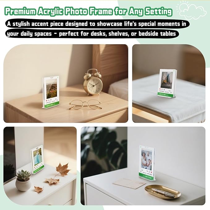 Yncotte 2x3 Picture Frames 4 Packs, Acrylic Mini Photo Frames with Playful DIY Yellow Face Display Compatible with Fujifilm Instax Polaroid Film, Tabletop Photo Holder for Home Office