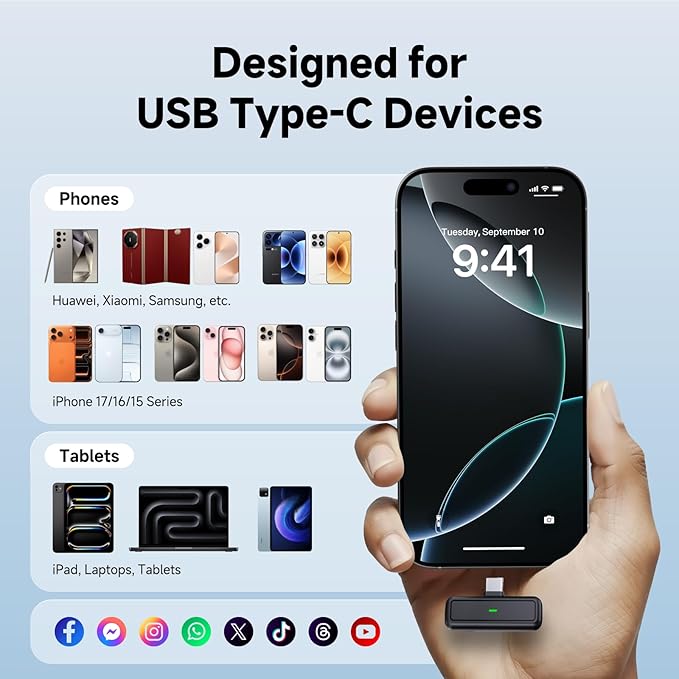 3 in 1 Wireless lavalier Microphone for Camera iPhone Android Phone Mini Microphones,130ft 16h Battery, Noise Canceling Lapel Mic System for Speaker Recording Video Facebook tiktok