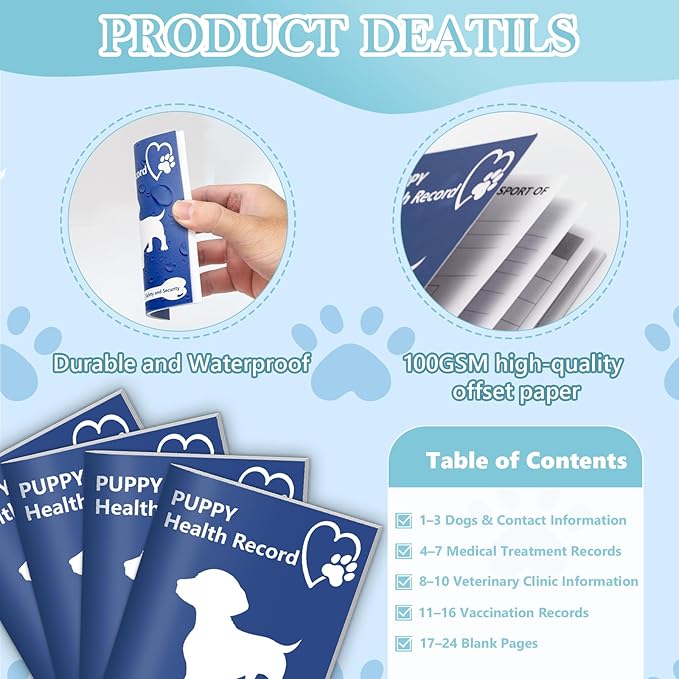 1 Pack Puppy Shot Record Booklets 12 Sheets Per Pack Dog Vaccination Record Book Dog Health Records 5*3.5inch Dog Information Record Notebook dog medical and vaccine book for Pet Lovers Doggy Medical