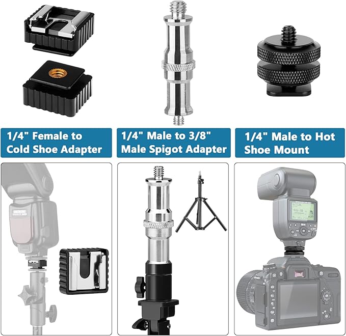 ChromLives Camera Tripod Adapter, 26Pack Camera Screw Mount Set 1/4 Threaded Converter Screws Adapter, 1/4 to 3/8 Hot Shoe Adapter,Tripod Mount Adapter Set for Monopod/Quick Release Plate