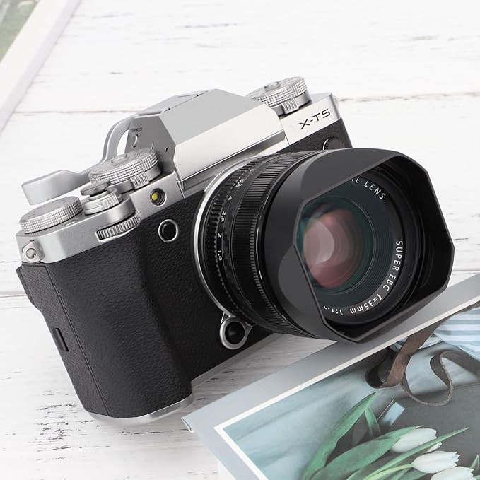 Haoge LH-X53B Square Metal Lens Hood Shade with Metal Cap for Fujifilm Fuji Fujinon XF 35mm F1.4 R / XF35mmF1.4 R Lens on Camera X-H1 XS-20 X-Pro3 X-T4 X-T3 X-T2 X-T30 X-T5