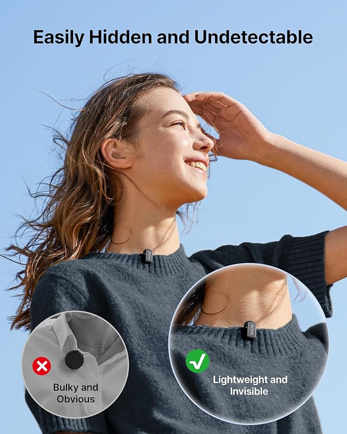 BOYA mini 2 Wireless Lavalier Microphone for iPhone 15/16/17 & Android,AI Noise Cancellation,App Control, 30H Battery Life with Charging Case,Lapel Microphone Wireless for Video Recording Podcast Vlog