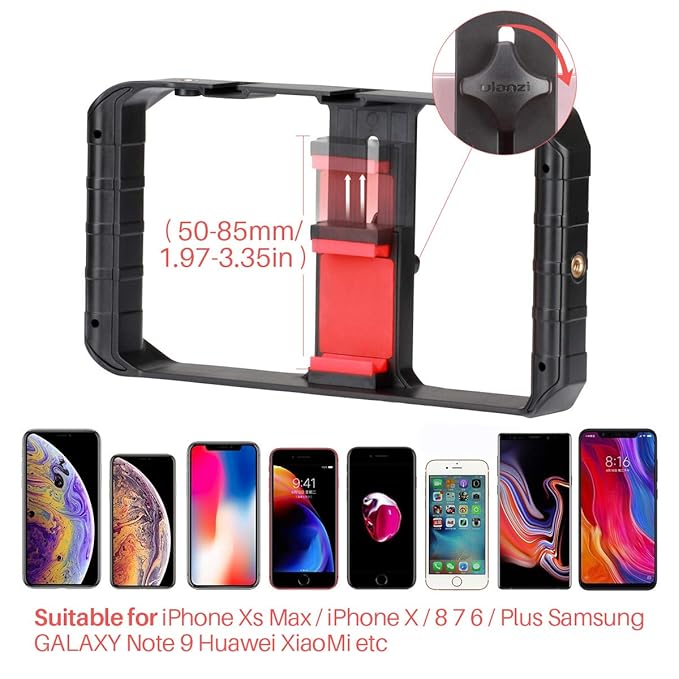 Ulanzi U Rig Pro Video Rig for iPhone, Phone Stabilizer Rig w Triple Cold Shoe Mount,Phone Tripod Mount for iPhone 16 15 14 13 12 11 Pro Max XS Max X 8 plus OnePlus 7 Pro Samsung Google Pixel Vlogging