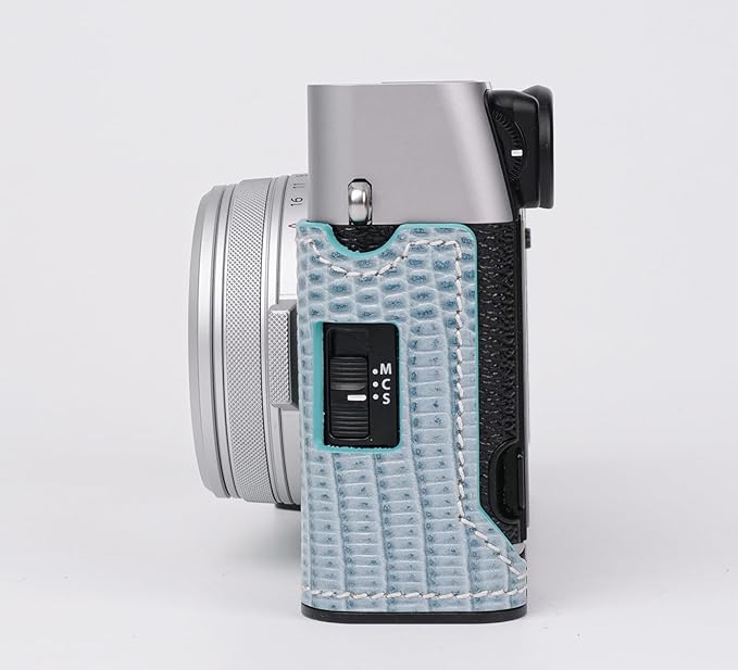 Camera Case for Fujifilm X100VI, Genuine Leather Camera Half Case for Fujifilm X100VI - Top Layer Cowhide Body Metal Base Plate Hand Shank 3-in-1 Design (Blue1)