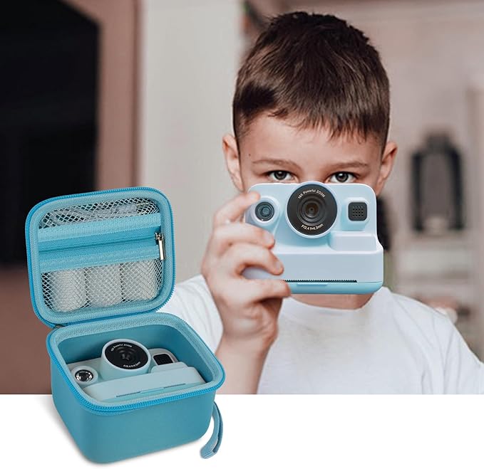 ANKHOH Case for Dylanto/for DUDUDRAGON/for Yehtta/for Gofunly/for LETSHAH Kids Camera Instant Print, 1080P Kid Cameras Storage Organizer Gifts Bag for Printing Paper and Toy Accessories,Blue-Only Box