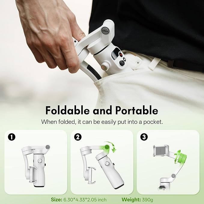 ZHIYUN Smooth Q5 Ultra [Official] 3-Axis Gimbal Stabilizer for iPhone, Portable Foldable Phone Stabilizer, Built-in Extension Rod, Fill Light, Tripod, 13.5H Long Lasting Battery for Video Recording