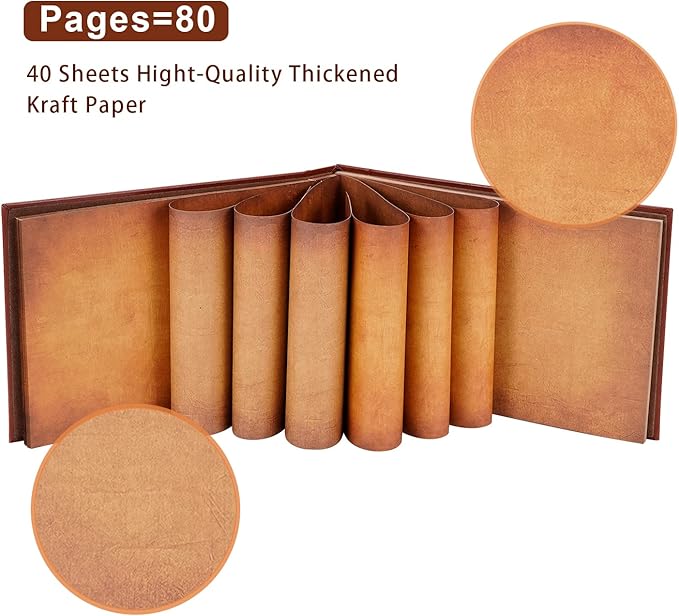 Adventure Book Scrapbook Photo Album 80 Pages Retro Leather Cover Memory Book with Luxury DIY Accessories Kit,Exquisite Box Gift Couples Weddings,Travelling,Christmas Day