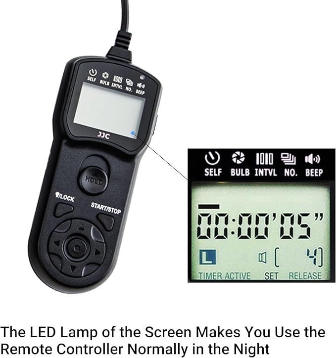 JJC TC-80N3 Intervalometer Timer Remote Shutter Release Time Laspe for Canon EOS R1 R5 Mark II R3 5D Mark IV III II 6D Mark II 7D Mark II 5DsR 1Dx Mark III II 1Ds Mark III 50D 40D & More Canon Cameras