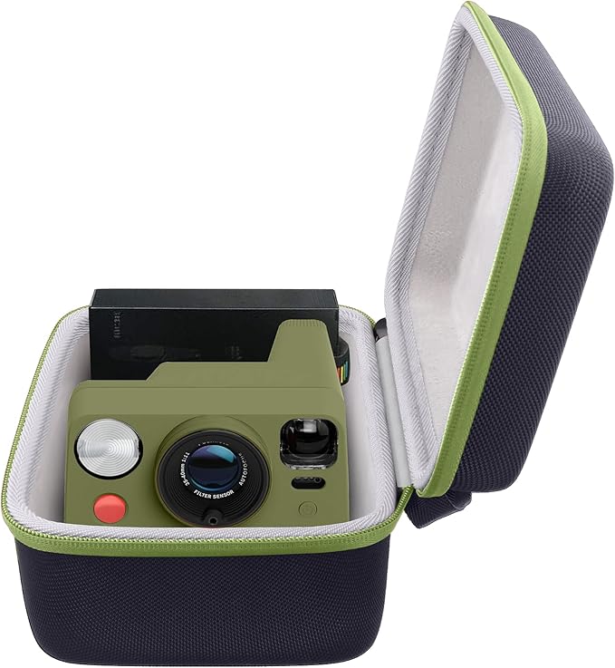 khanka Hard Carrying Case for Polaroid Now 3rd Gen I-Type,Now+ 3rd,Now 2nd,Now+ 2nd Gen,Flip,Originals Now I-Type,Originals Now+,I-2,OneStep+,OneStep 2 Instant Film Camera(Green Zipper)