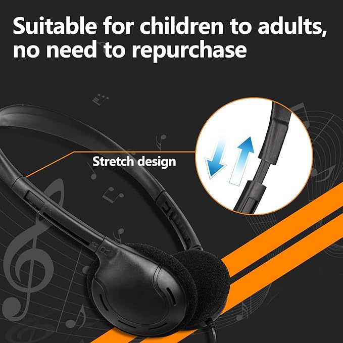 Type C Headphones Bulk for Classroom School Kids 20 Pack,USB C Wired Headphones for School Compatible with Pad Smartphones for Boys Girls Students Travel (Black)