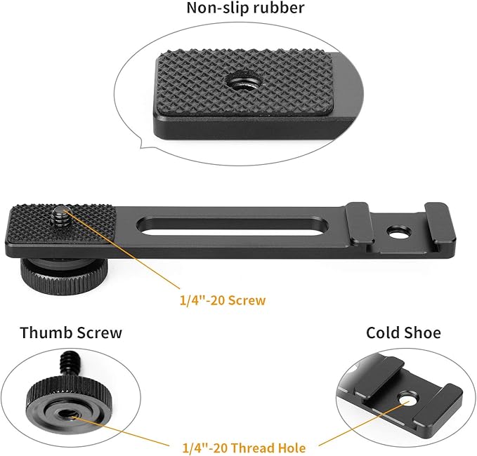ChromLives Cold Shoe Bracket Extension Bar, Hot Shoe Extension, Microphone Mount with 1/4'' Tripod Screw Compatible with Mirrorless Camera Vlogging Sony A6400 6300 6500 6000 Zhiyun 4 DJI Osmo Pocket