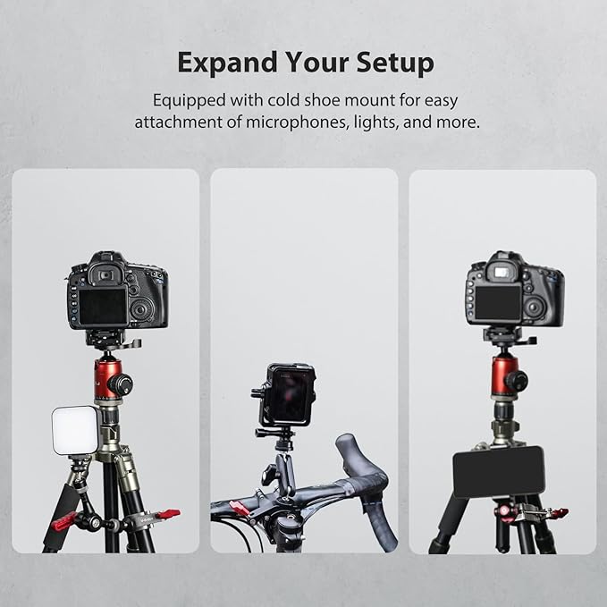 Came-TV Metal Super Clamp with Cold Shoe, 1/4" & 3/8" Threaded Holes - Compatible with Magic Arms, Ball Arms, Ideal for Action Camera Bicycle Mount, Max Load 2kg(61011)