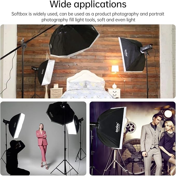 Godox Quick Release Octagon Umbrella Softbox,UL 59.1” Bowens Mount Soft Box with Honeycomb Grid Light Diffusers Carry Bag for Studio Outdoor Strobe Flash,Product Portrait Photography Live Streaming