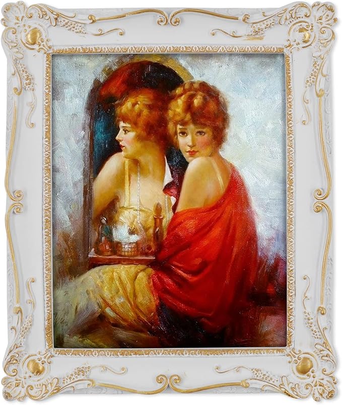 SIMON'S SHOP Vintage Picture Frames 8x10 for Wall and Tabletop, 8x10 Photo Frame in White with Gold Accents, Baroque Style Gallery Wall Frame