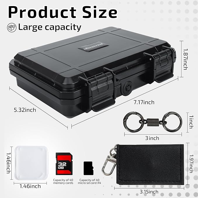 Micscrew 37 Slots Memory Card Case & 36 Transparent Card Cases & 60 Visual Sticky Notes, Water-Resistant Anti-Shock Anti-Dust SD Card Holder Storage,SD Card Case for Camera Memory Card Protector