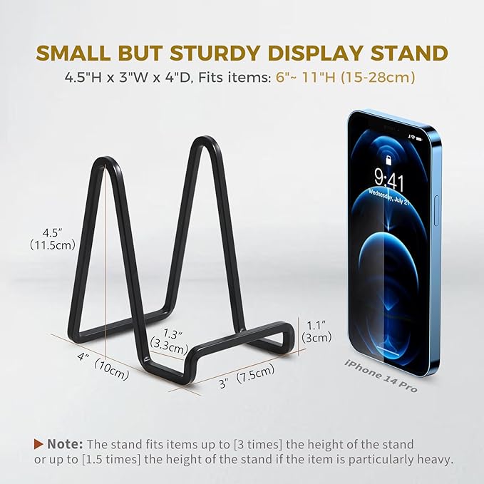 DIDUDIDU Plate Holder Easel Display Stand - Metal Plate Stands for Display - Tabletop Picture Stand - Black Iron Easels for Display Pictures | Photo Frames | Book | Decorative Plates | Plaque