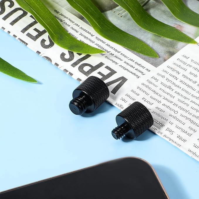 2pcs Mic Stand Adapter 5/8 to 3/8 and 5/8 to 1/4 Mic Thread Screw Adapter 1/4 Male to 5/8 Female and 3/8 Male to 5/8 Female-Screw Adapter for Microphone Mounts and Stands Mic Boom Arm (Black)