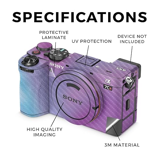 Carbon Fiber Camera Skin Compatible with Sony Alpha 7CR Camera (2023) - Purple Fog - Premium 3M Vinyl Protective Wrap Decal Cover - Easy to Apply | Crafted in The USA by MightySkins