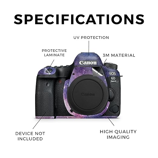 Glossy Glitter Camera Skin Compatible with Canon EOS 6D Mark II Camera (2017) - Violet Stars - Premium 3M Vinyl Protective Wrap Decal Cover - Easy to Apply | Crafted in The USA by MightySkins