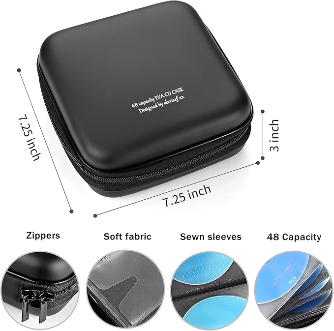DVD Case, EVA CD Case Holder Storage Organizer Portable Protective DVD Wallet Holder for Car