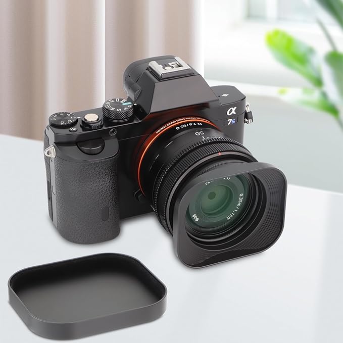 Haoge LH-S245G Metal Bayonet Square Lens Hood for Sony FE 40mm F2.5 G FE 50mm F2.5 G FE 24mm F2.8 G Lens, RX1RIII RX1R RX1RII rx1m2 rx1 R iii m3 Camera Shade with Cap on Sony A7CII A7R4 5