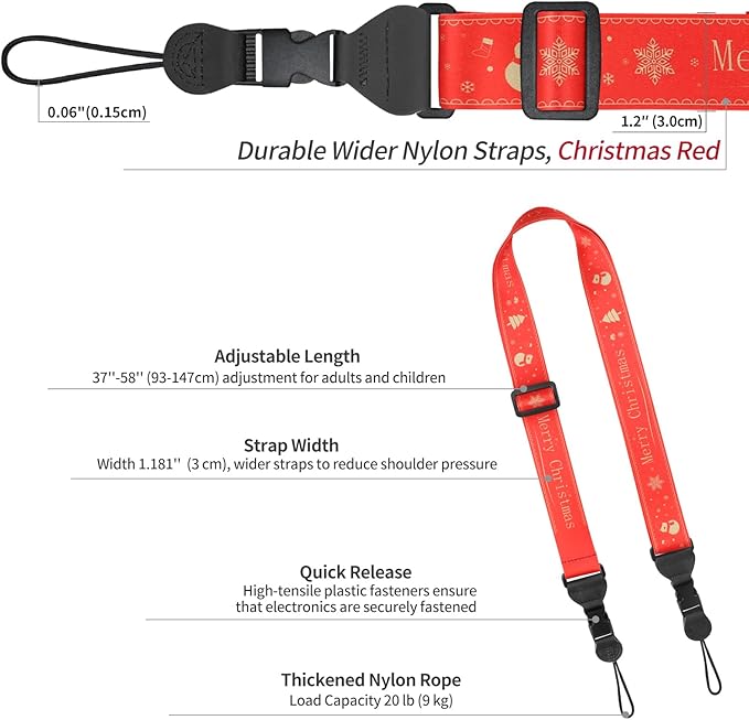 Christmas iPad Strap, Adjustable Camera Neck Strap, Comfortable Shoulder Strap for Bags, Cellphone Tablet, Camera, Binocular, An Excellent Christmas Gift Choice -Green