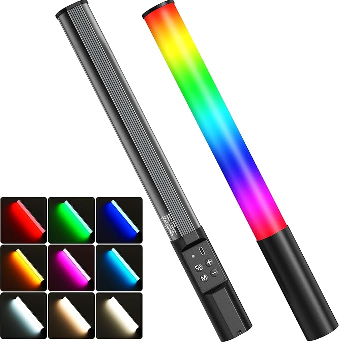 Light Wand, Portable RGB Studio Light Bar, 1000 Lumens, 2600mAh Rechargeable, Adjustable Brightness & Color, 9 Special Effects, Handheld LED Light Stick for Photography, Videography, Gaming