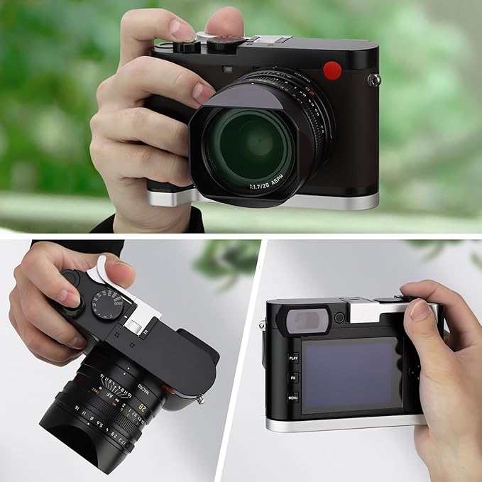 Haoge Metal Thumbs Up Hand Grip for Leica Q2 Camera THB-QS Silver Hot Shoe Thumb Up Rest