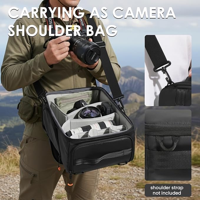 TARION Medium Camera Insert Bag - Quick Access DSLR Inner Case Organizer - Fits 2 Cameras 7 Lenses Drone Gear - Full Opening Back Design Protective Insert ShellCore M