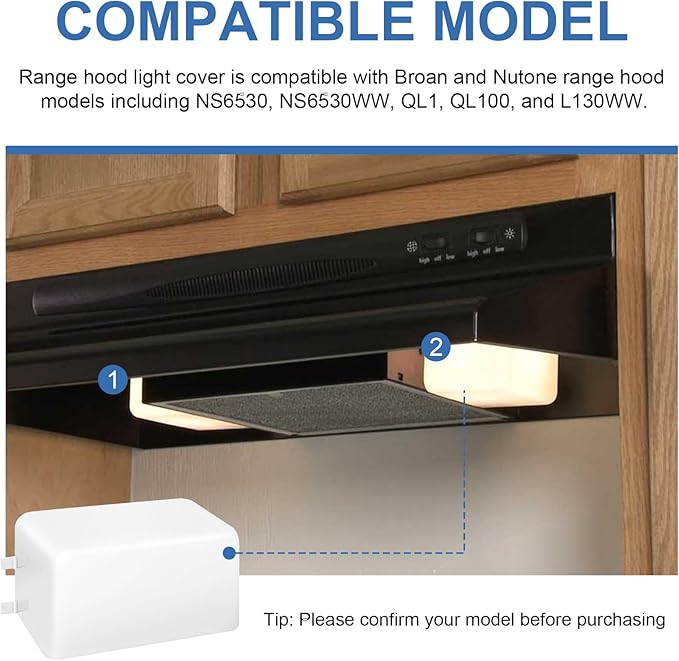 SR401650 Range Hood Light Lens Cover Replacement for Broan Nutone Model NS6530, NS6530WW, QL1, QL100 and QL130WW, Kitchen Range Hood Parts and Accessories, Pack of 2