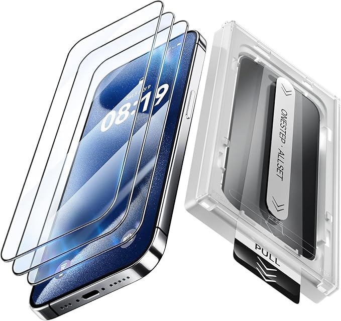 Fonowlo 3 Pack Screen Protector for iPhone17 Pro Max【6.9" 】,iPhone 17promax Screen Protector with 1-Second Auto-Install,9H Hardness, Military-Grade Shatterproof, Full Coverage, HD Clear Glass film,Case Friendly