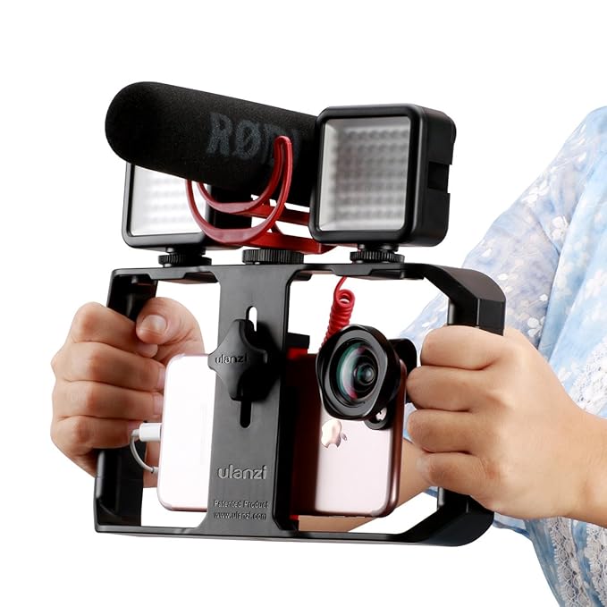 Ulanzi U Rig Pro Video Rig for iPhone, Phone Stabilizer Rig w Triple Cold Shoe Mount+ Magic Arm with Double Ballhead 1/4" Screw