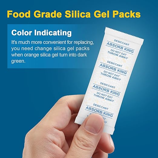 Silica Gel Packets – 500 Packs 5 Gram Moisture Absorbers Food Grade Silica Packets, Premium Desiccant Packs for Storage, Color Indicating Desiccant for Spices, Jewelry, Shoes, Electronics, Tool Box
