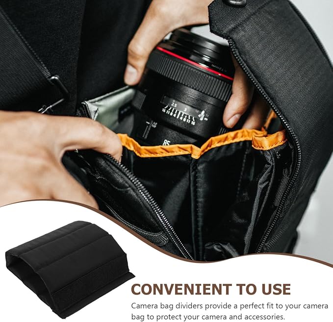 Cabilock Camera Bag Insert Dividers, 2pcs Shockproof Padded Dividers for Photography Accessories, Adjustable Camera Bag Organizer Inserts for Reflex and Mirrorless, Black