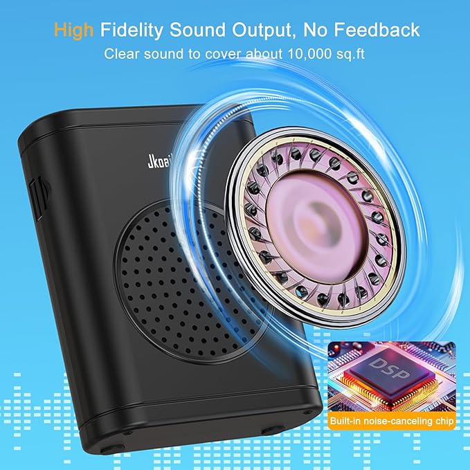 Voice Amplifier with Clip-On Wireless Lapel Mic, [Bluetooth 5.3] Teacher Microphone for Classroom, Portable Wireless Mini Megaphone Speaker PA System for Elderly/Yoga/Public Events/Tours
