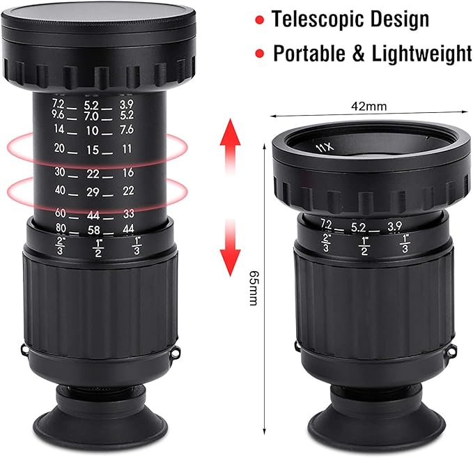 VD-11X Micro Directors Viewfinder, Scene Viewer with 37mm Standard Filter Thread, Screw Retractable, Professional Phototgarphy Accessory