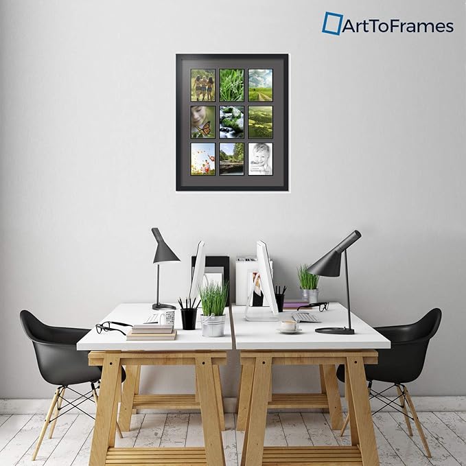 Art to Frames Double-Multimat-1049-41/89-FRBW26079 Collage Photo Frame Double Mat with 9 - 6x8 Openings and Satin Black Frame