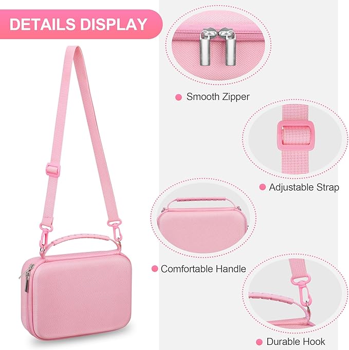 BOVKE Carrying Case for Canon G7X Mark III Mark II, PowerShot SX740 SX730, Sony ZV-1 II/ZV-1F Compact 4K Vlogging Digital Camera Travel Storage Bag for Tripod Microphone Cameras Accessory, Pink