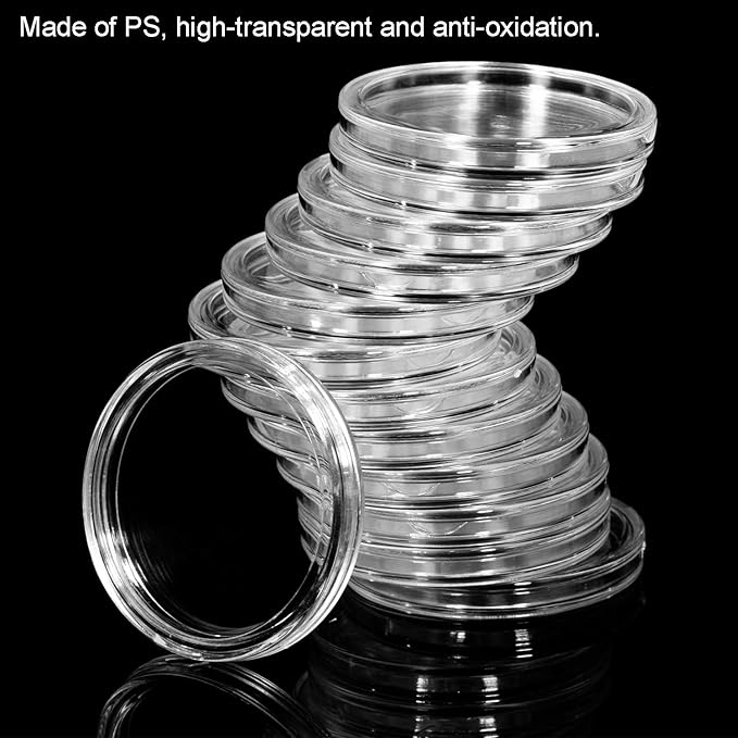 FRIMOONY 2 Pack 41mm Coin Capsules, with Foam Gasket and Plastic Storage Box, for Coin Collection