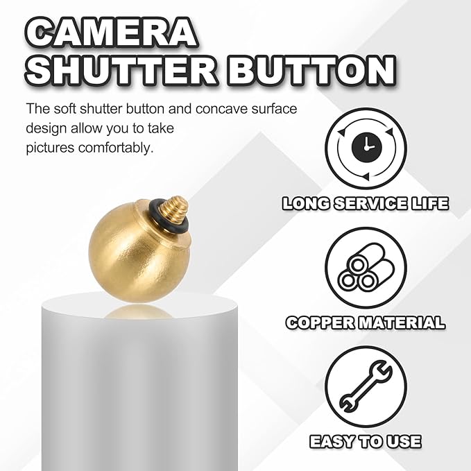 PATIKIL Camera Shutter Button, 10mm Ball Shape Shutter Release Button Pure Copper Camera Buttons for Fujifilm XT5 XT30 XT20 XT4 XE2 XE4, Yellow