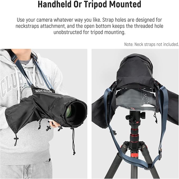 NEEWER Camera Rain Cover, Small Size Durable Nylon Raincoat Compatible with Canon Sony Nikon DSLR Mirrorless Vlog Camera & Lenses Within 200mm, with Sleeves, Drawstrings, Viewing Window, PB003