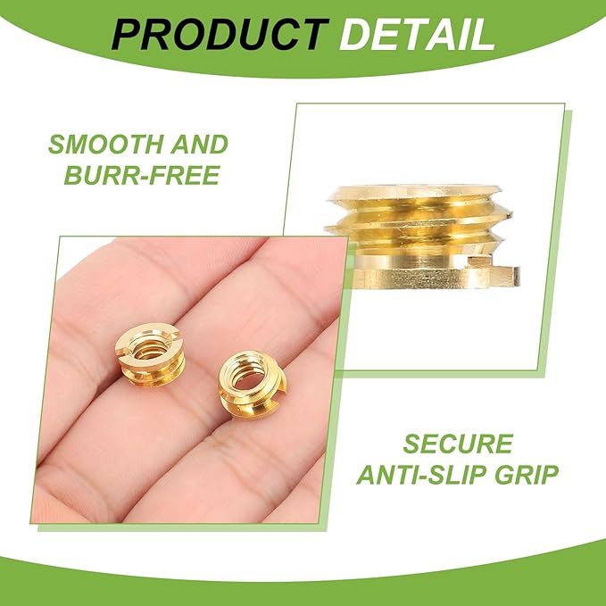 PATIKIL 1/4" Female to 3/8" Male Convert Screws Adapters, 12 Pcs Tripod Thread Adapter Mount for Camera Monopod Video DSLR SLR Mic Stand, Gold