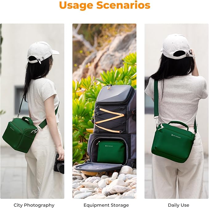 K&F CONCEPT Camera Sling Bag Small Crossbody Camera Case DSLR/SLR/Cute Compact Shoulder Photography Bags for Photographers-Green