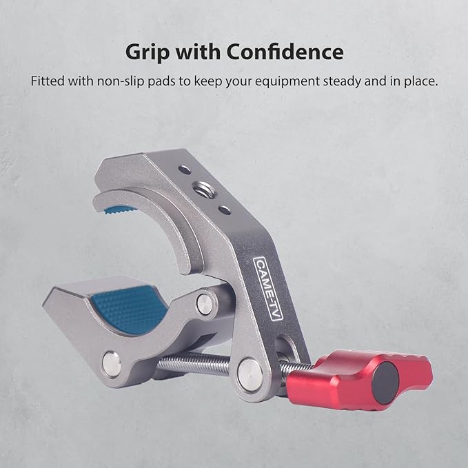 Came-TV Metal Super Clamp with Cold Shoe, 1/4" & 3/8" Threaded Holes - Compatible with Magic Arms, Ball Arms, Ideal for Action Camera Bicycle Mount, Max Load 2kg(61011)